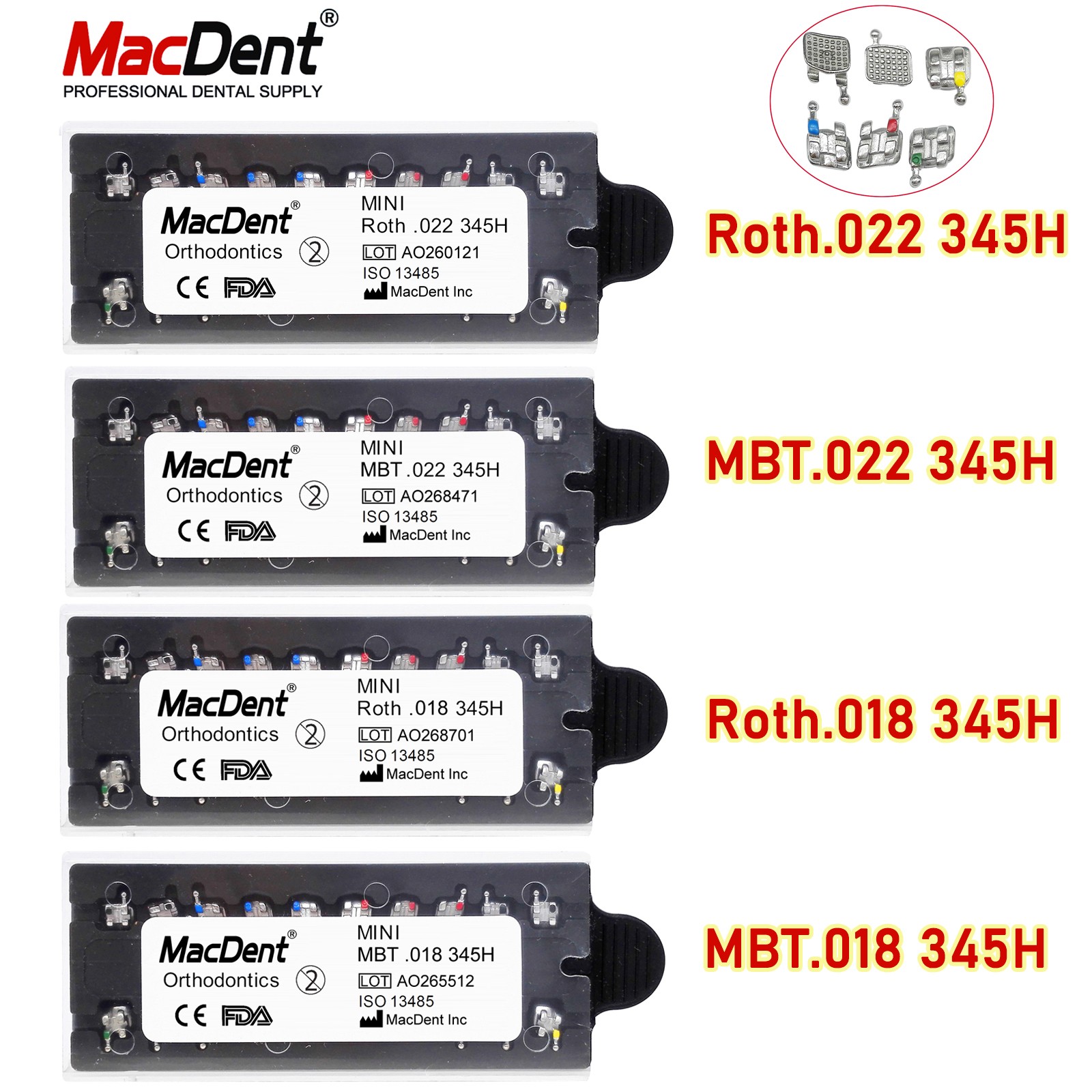MacDent Dental Orthodontic Metal Bracket Braces / Buccal Tubes 022/018 Monoblock
