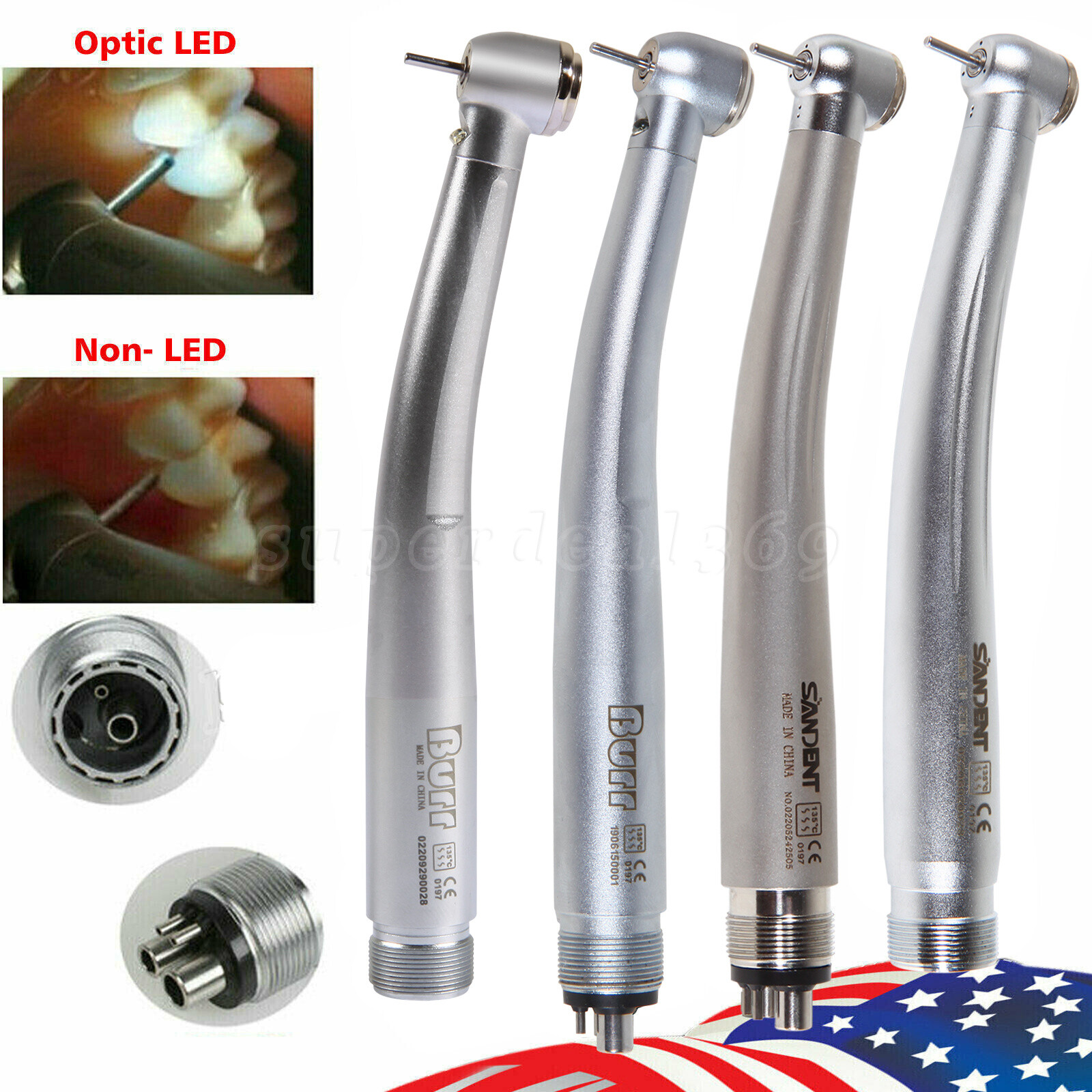 NSK Style Dental LED Optic E-generator/ High Speed Handpiece Turbine 2/4Hole mx