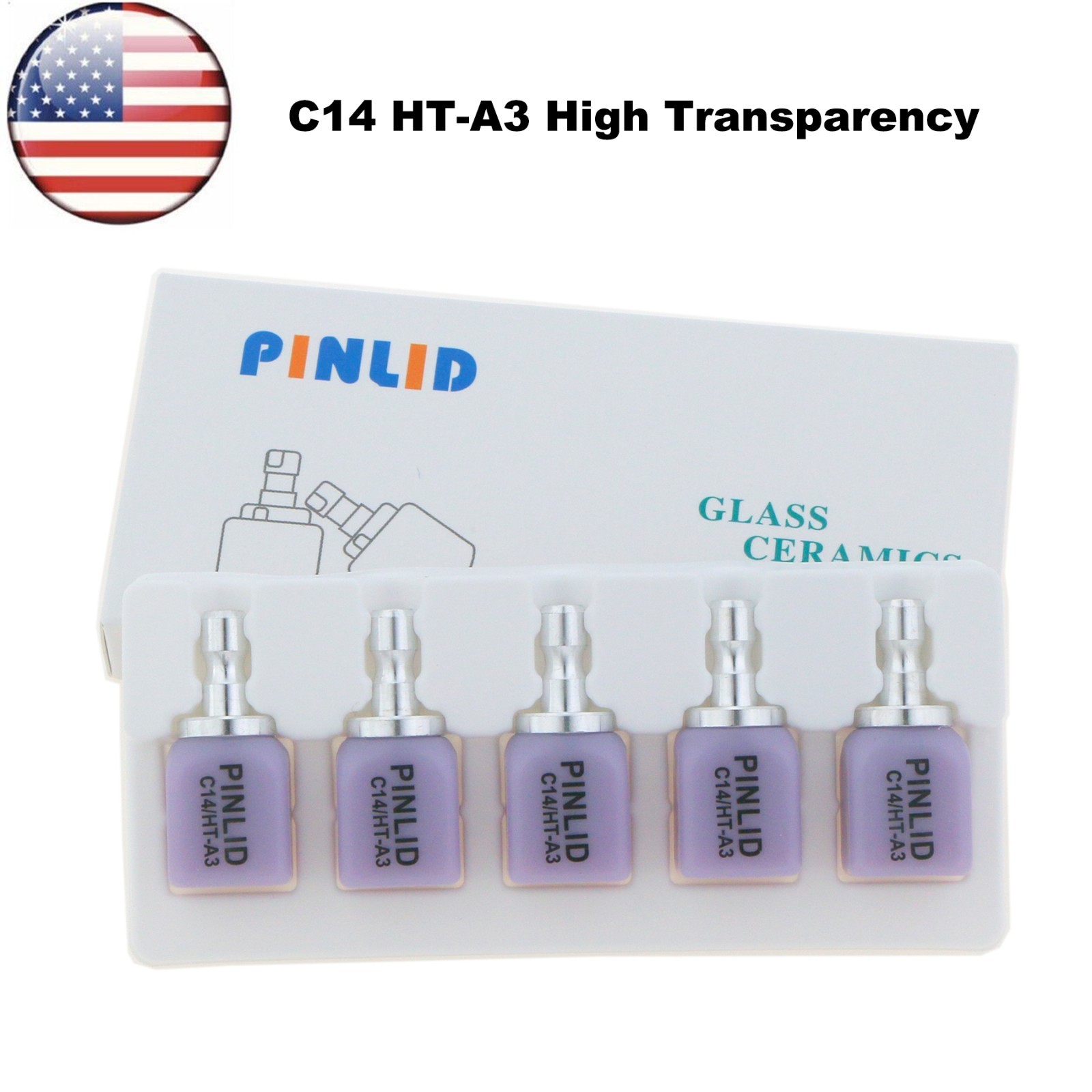 US C14 HT Dental Glass Ceramic Lithium Disilicate Blocks CEREC CAD CAM Block