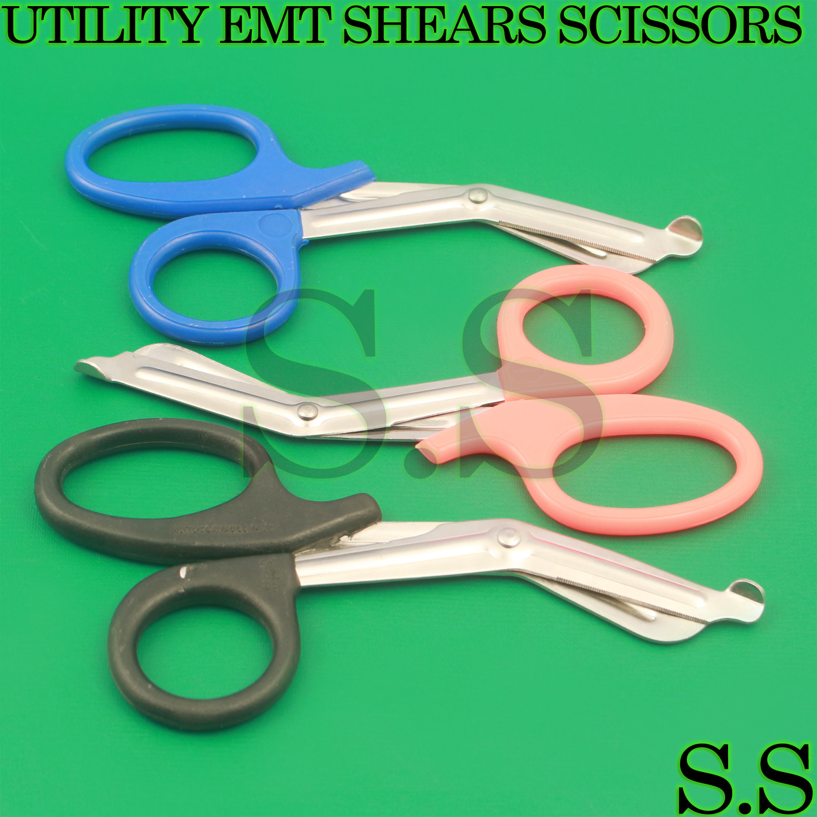 3 PCS (ORANGE BLACK BLUE) TRAUMA PARAMEDIC UTILITY EMT SHEARS SCISSORS 7.5″
