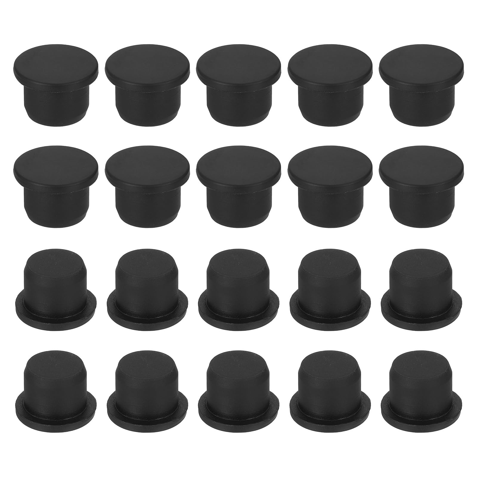 30-Pack Black Rubber Stopper Plugs, 14mm Round Waterproof Button Plug Holes f…