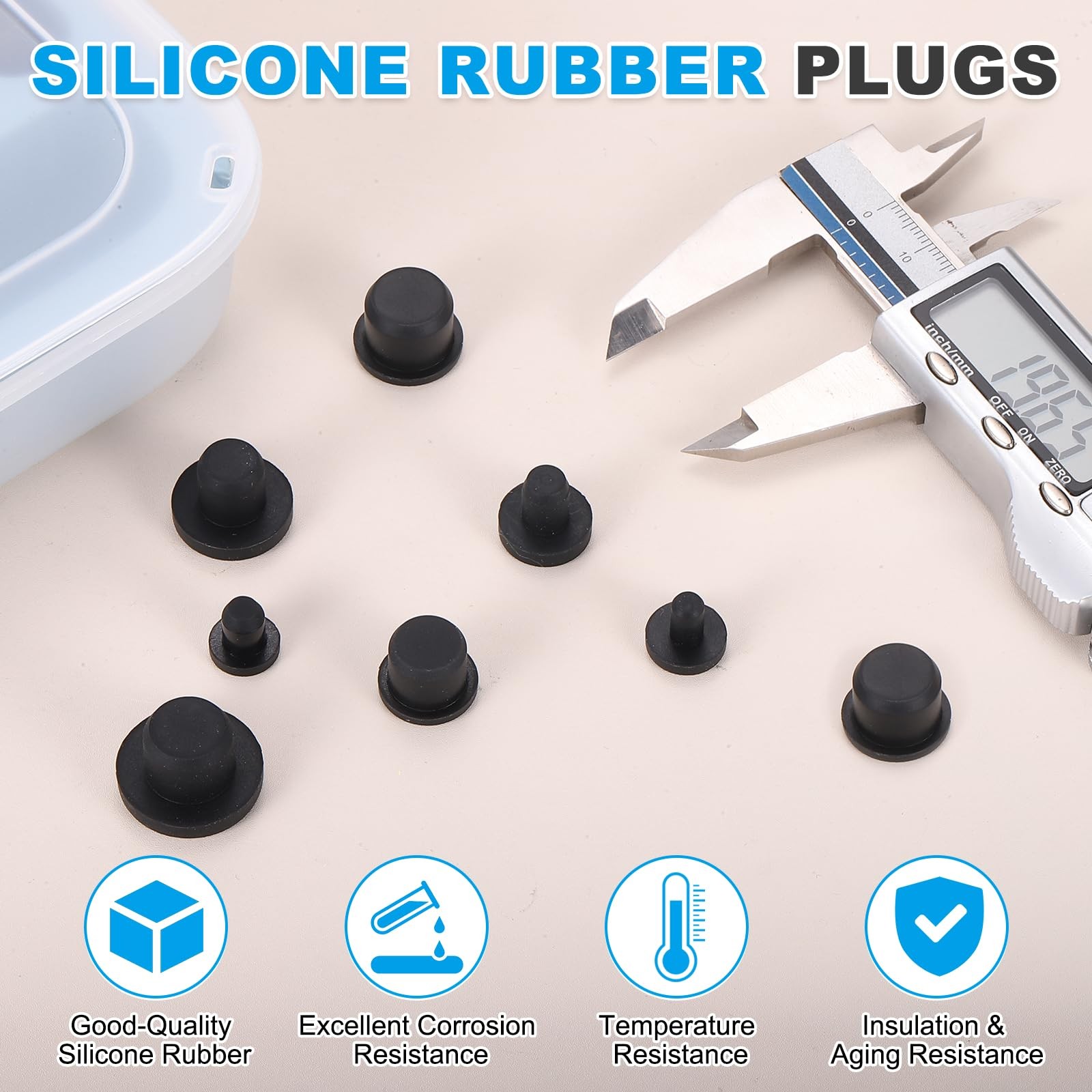 30-Pack Black Rubber Stopper Plugs, 14mm Round Waterproof Button Plug Holes f…