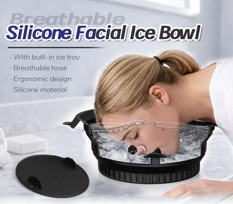Face Ice Bath Bowl with Breathing Tube – Silicone for Black