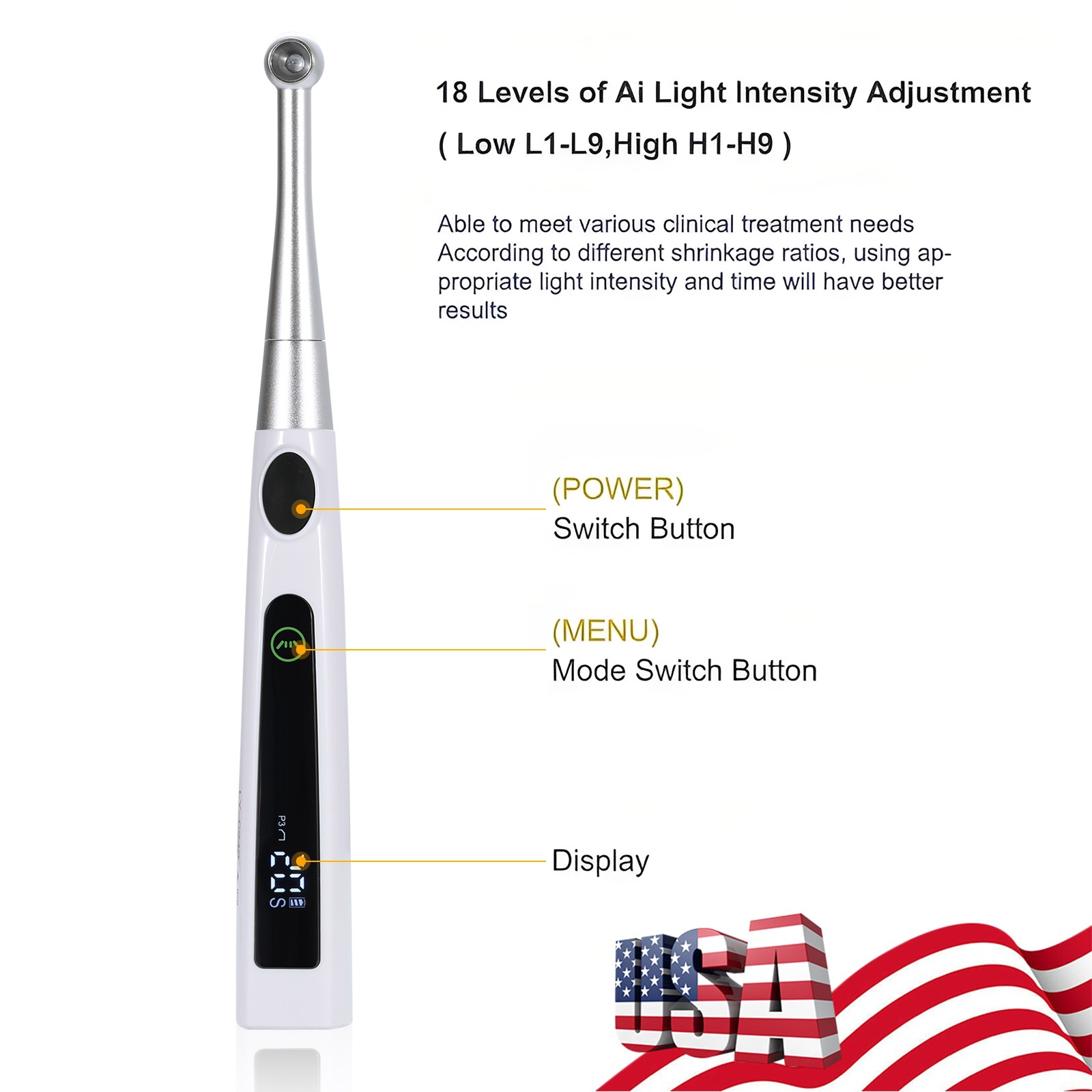 Dental Wireless Cordless LED Cure Curing Light Lamp 2400mw 5W Tool Resin Cure 1S