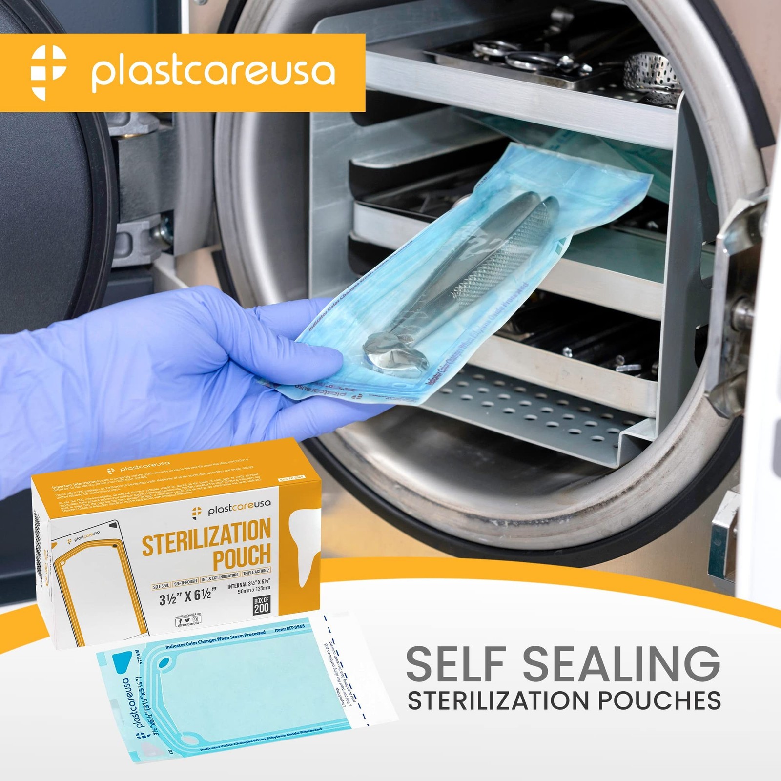 1000 3.5 Inch x 5.25 Inch Self Sealing Sterilization Autoclave Bags Pouch, Pa…