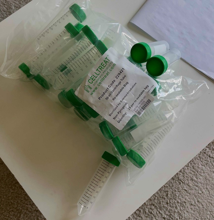 (50 pcs) CellTreat 50 ml centrifuge tube conical graduate sterile leakproof cap