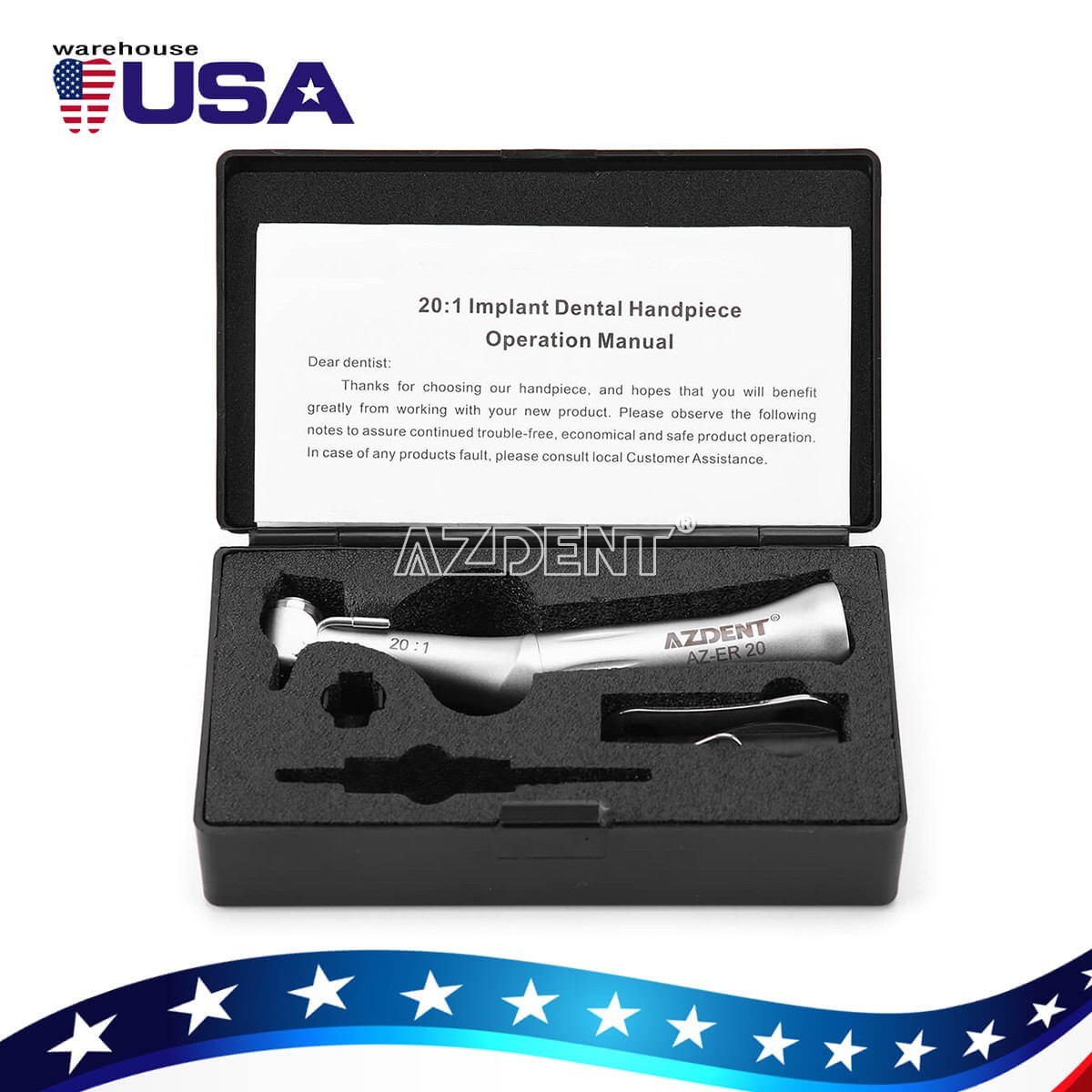 Dental 20:1 Implant Surgery Low Speed LED/ Contra Angle Handpiece