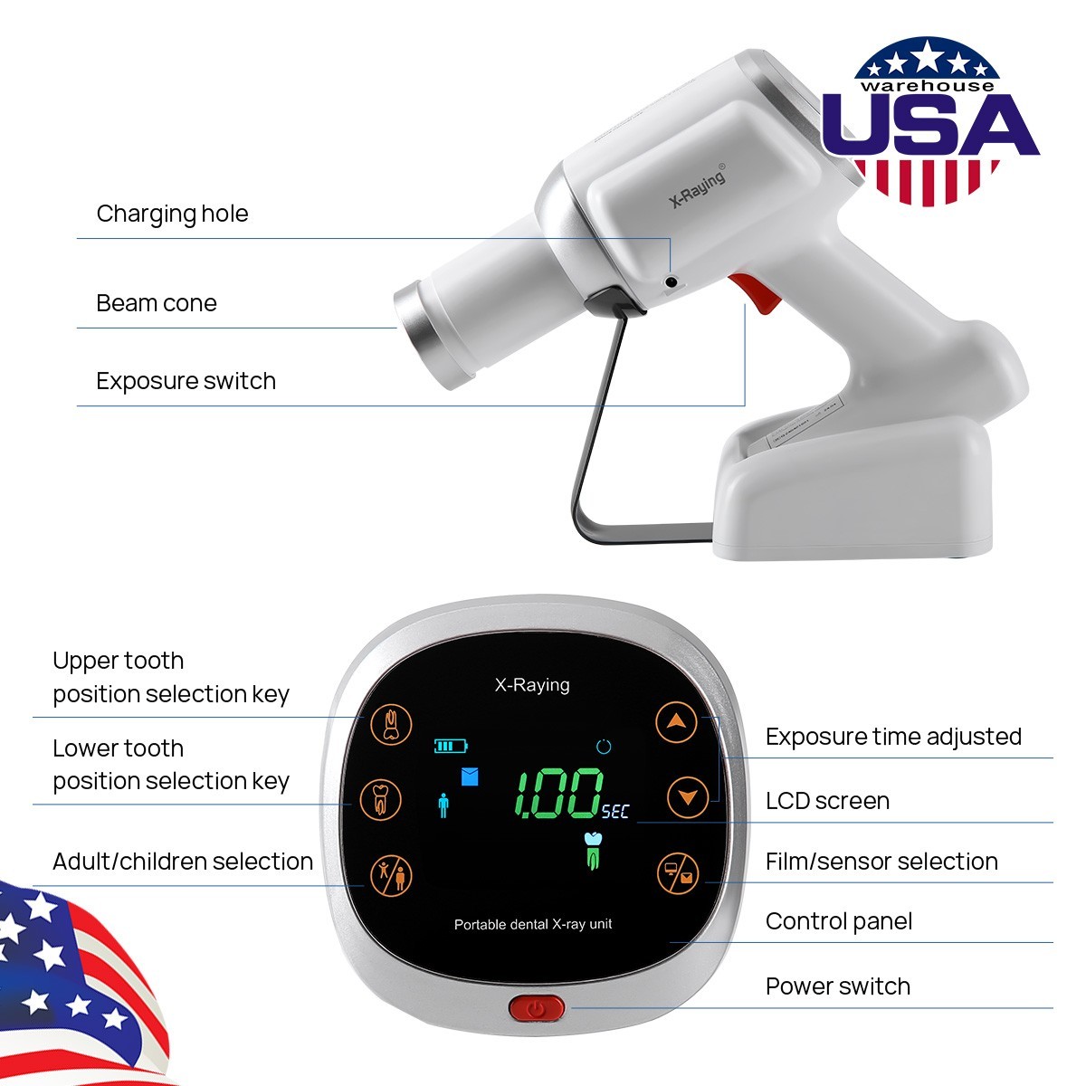 3PC Dental 1:5 LED Fiber Increasing Contra Angle Low Speed Handpiece Push Button