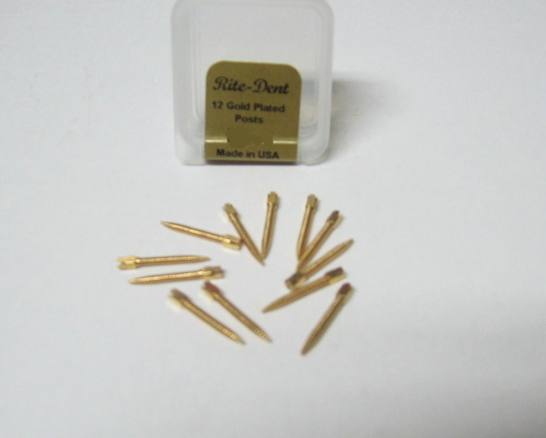 Dental Gold Plated Screw Posts Conical Cross Head Refill Size Short 3 S3 12/Box