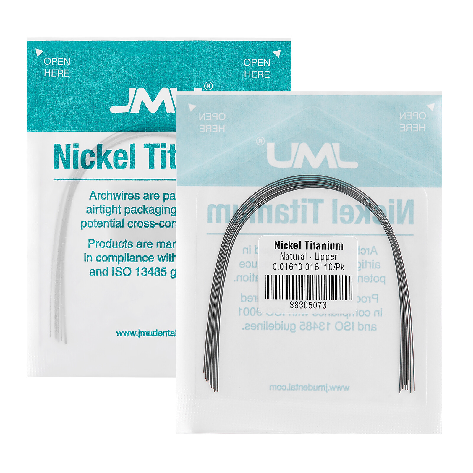10/PK JMU NiTi ArchWire Super Elastic Full Size Natural Form Round/Rectangular
