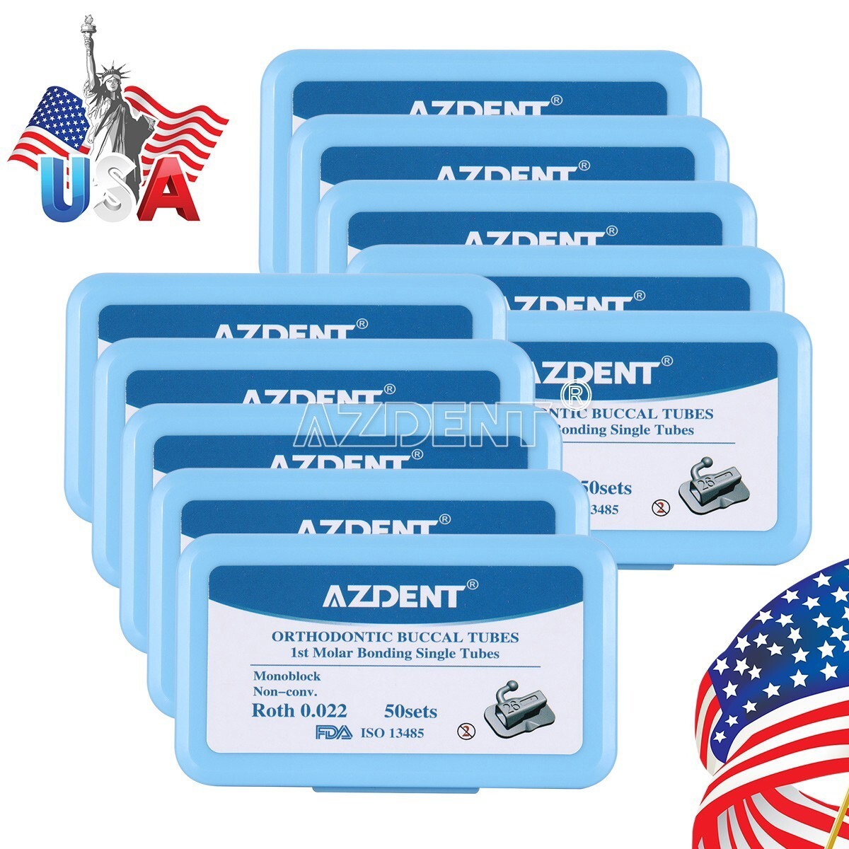 50Sets Dental Orthodontic Buccal Tubes Roth.022 1st Molar Bondable Non-Conv Mono