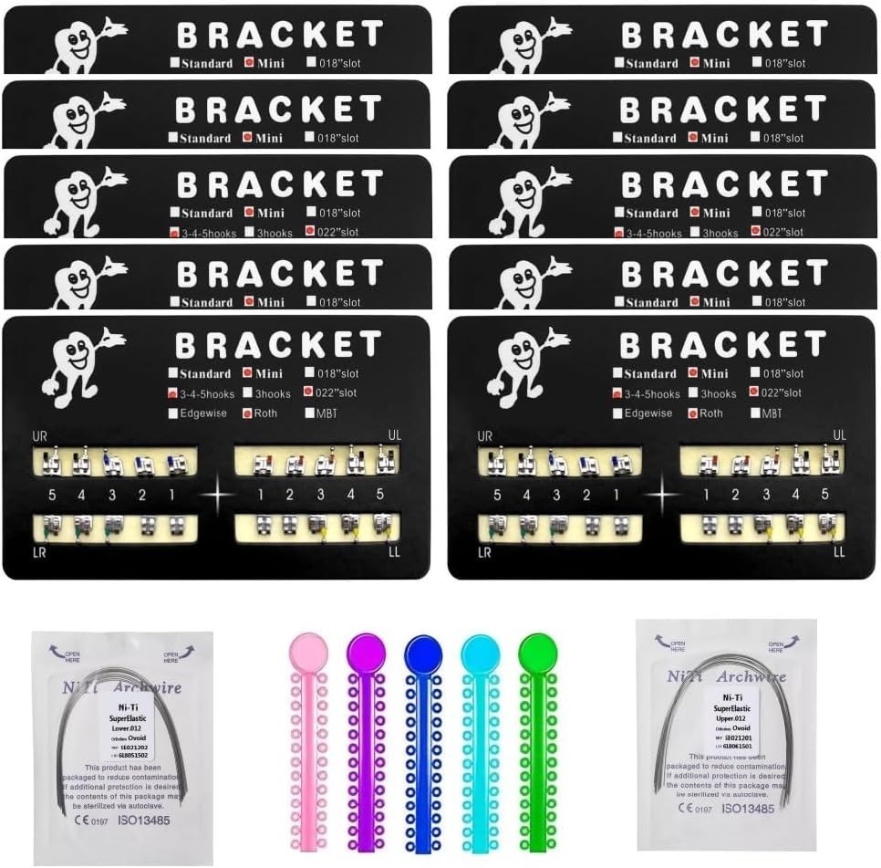 Dental Braces Kit Orthodontic Metal Braces Kit, Orthodontic Ligature Ties Kit
