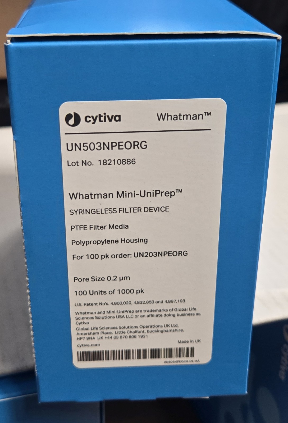 Cytiva Whatman Mini-UniPrep Syringeless Filters 0.2µm UN503NPEORG 1000 Units