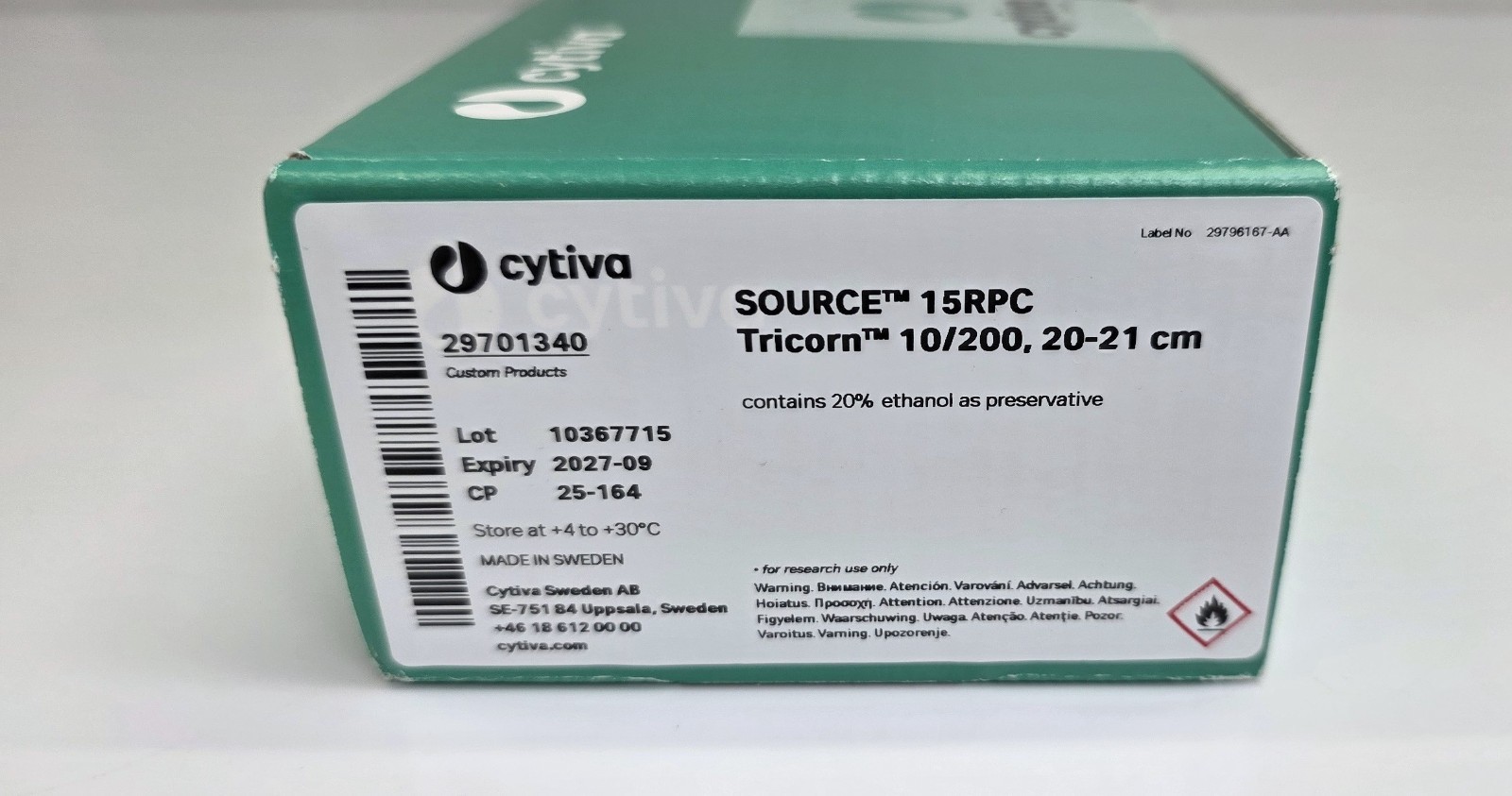 Cytiva Source 15RPC Tricorn 10/200 Column CUSTOM COLUMN EXPIRY 09/2027