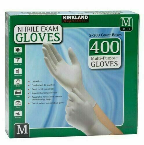 Kirkland Signature Nitrile Exam Powder-Free Exam Gloves – Medium – 400 Count