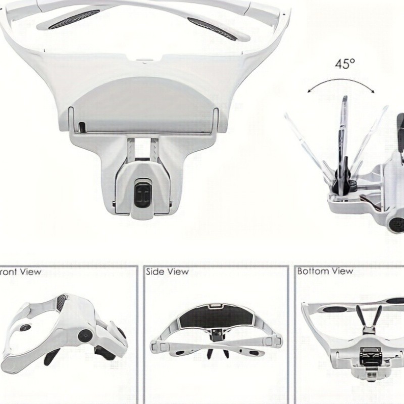 Head-Mounted Magnifier – LED Lighting, Adjustable Headband, Battery Powered,