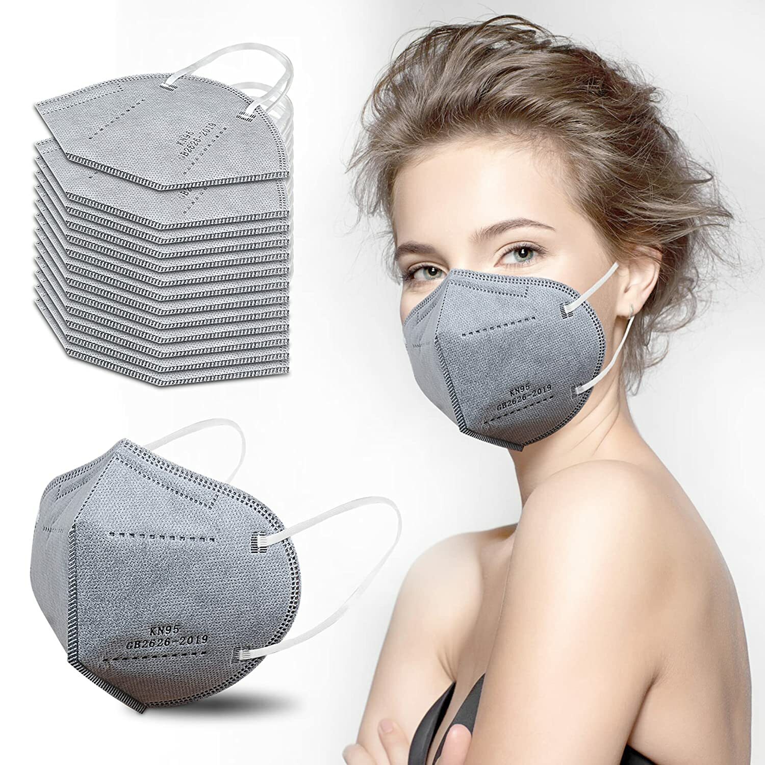 50/100 Black KN95 Protective 5 Layer Face Mask Disposable Respirator USA Seller