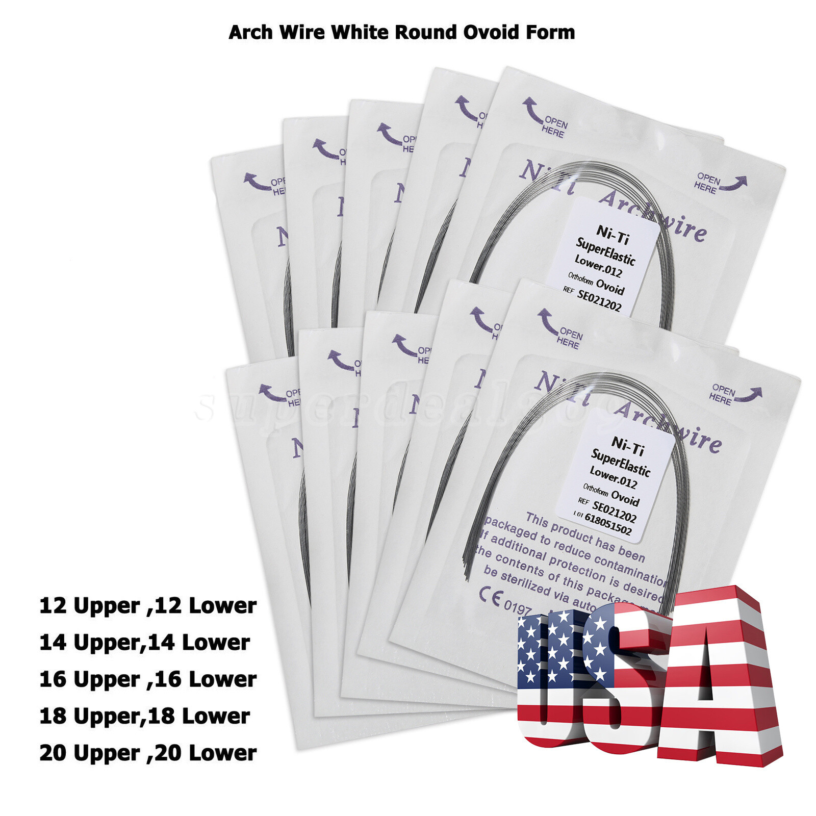 10pcs/pack Dental Orthodontic Super Elastic Niti Arch Wire Round Ovoid Form usa