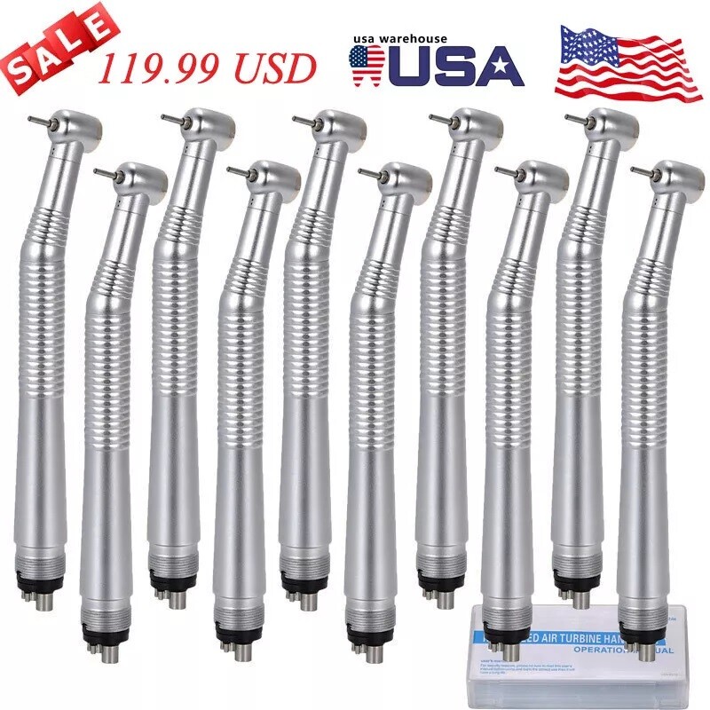 10 pcs Dental High Speed Handpiece Standard Turbine with Wrench Key 4 Holes USA