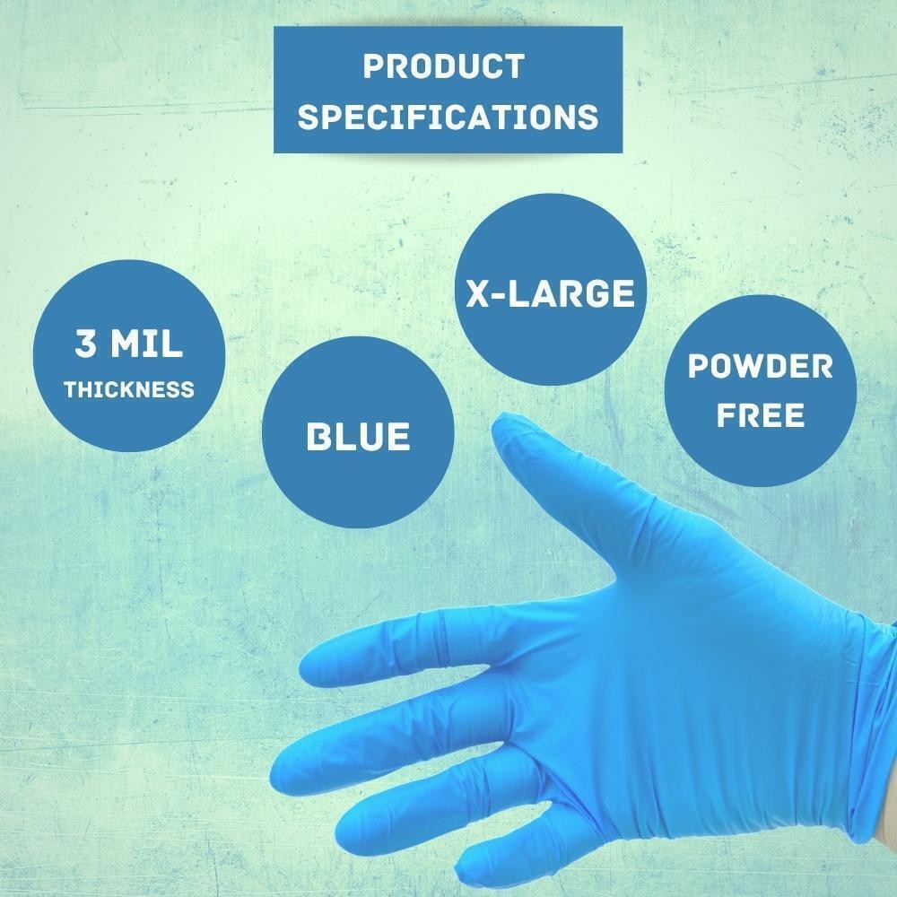 X-Large 3 Mil Textured Blue Nitrile Powder Free Gloves 48000 Pieces