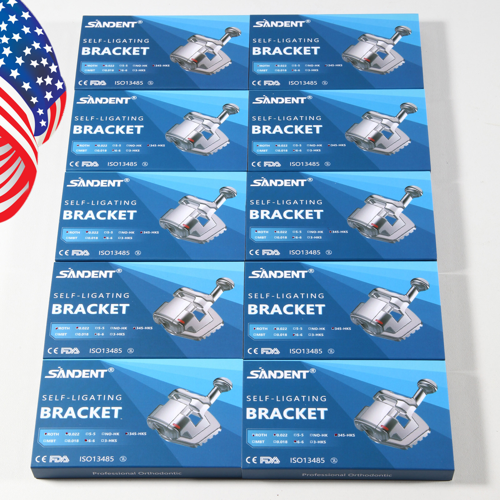 Orthodontic Metal Self-Ligating Bracket Roth 022 345Hook Dental Mini Brace