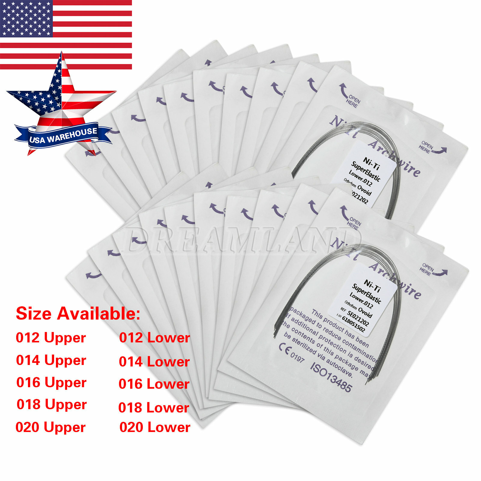 20 Packs Dental Orthodontic Super Elastic Niti Arch Wires Ovoid Form Round type
