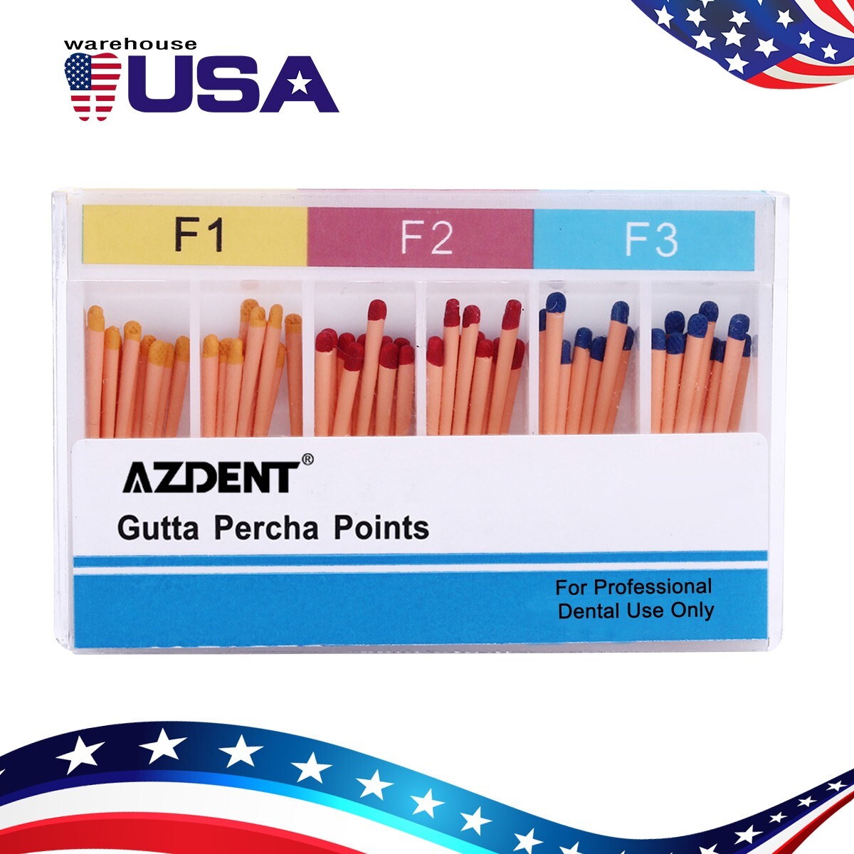 AZDENT Dental Gutta Percha Points / Absorbent Paper Endodontics Root Canal F1-F3