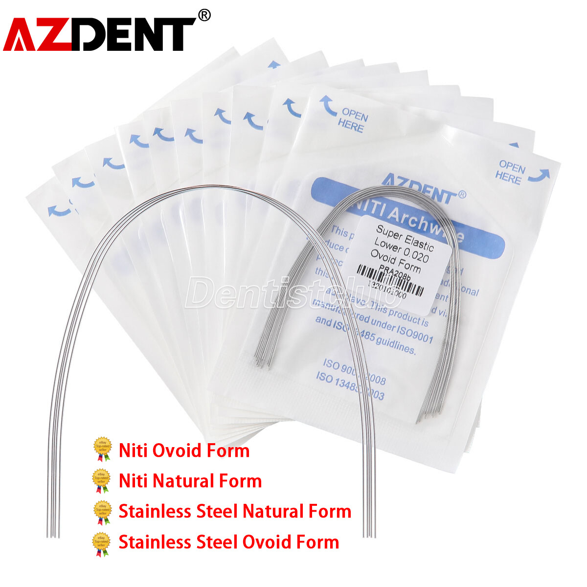 AZDENT Dental Super Elastic Round Arch Wires Niti/Stainless Steel Ovoid /Natural