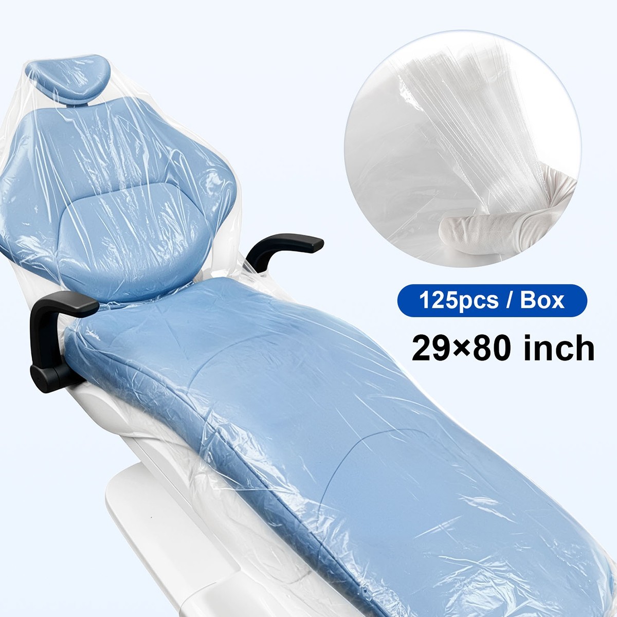 Dental Disposable Full Chair Sleeves Protective Cover Clear Plastic 29″x80″125Pc