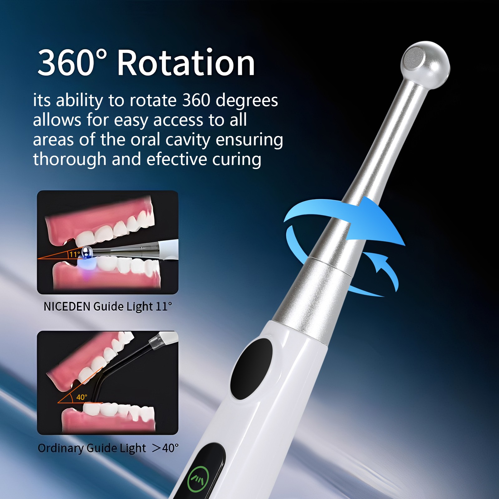 Dental Wireless Cordless LED Cure Curing Light Lamp 2400mw 5W Tool Resin Cure 1S