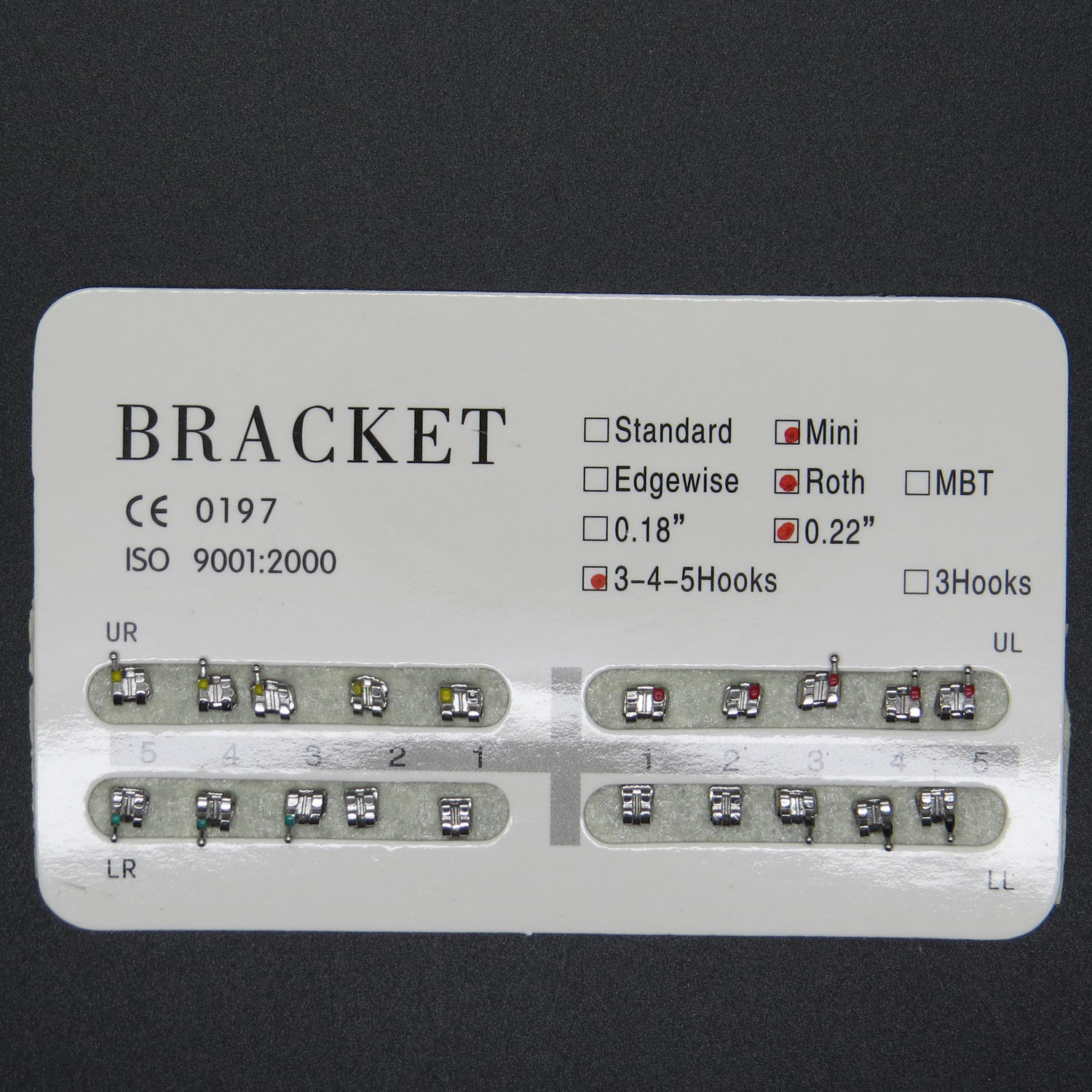 20 Pcs/Kit Dental Orthodontic Metal Bracket Braces Standard Roth .022 Hook 3-4-5