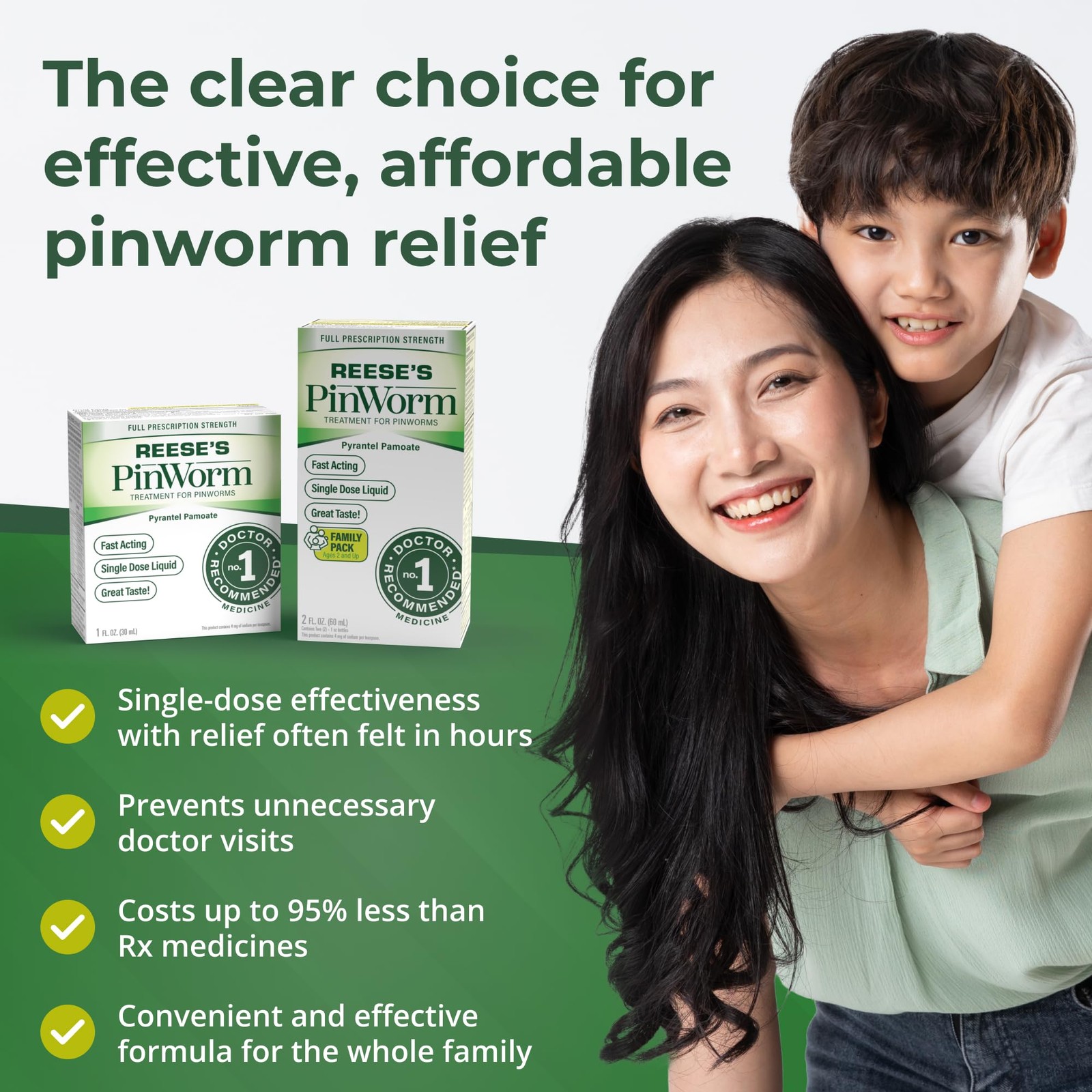 REESE’S PINWORM Medicine Liquid, Full Rx Strength, 1 oz for Entire Family