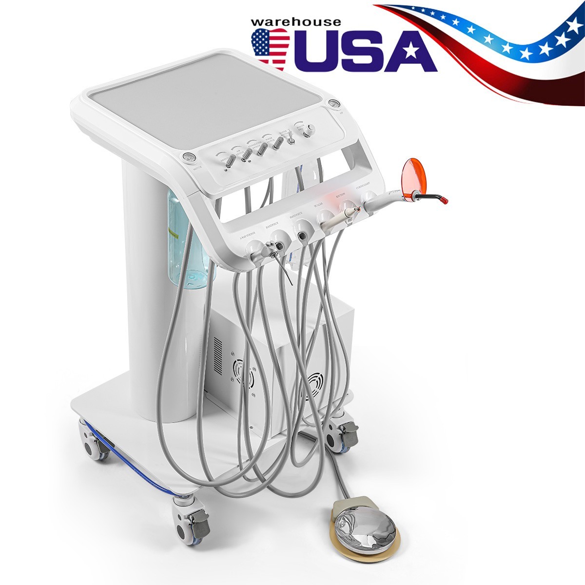 Portable Dental Mobile Delivery Unit System with Air Compressor Suction 4Hole