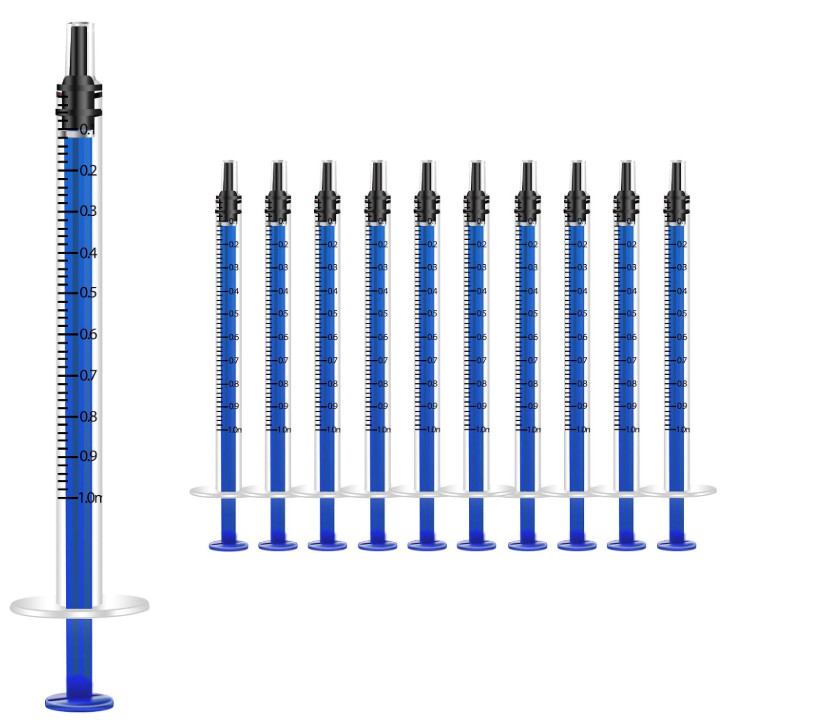 RIOFLY 1ml/cc Plastic Syringe 20pcs Syringes Tools Catheter Sealed with Measurem