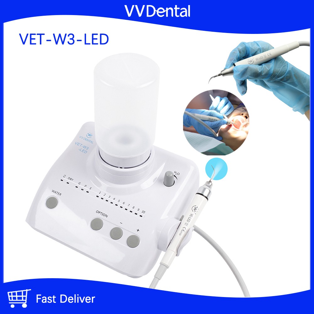 Dental Ultrasonic Piezo Scaler LED Handpiece+2 Bottles+5Tips Fit EMS Cavitron