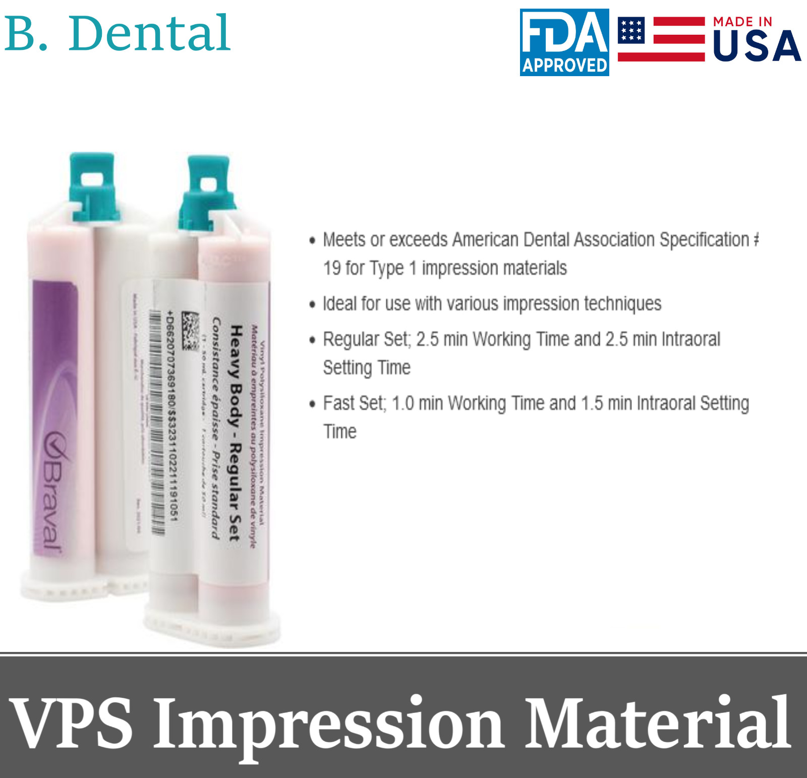 Dental VPS Impression Material Light/Medium Body / Heavy Body – Fast/Regular Set