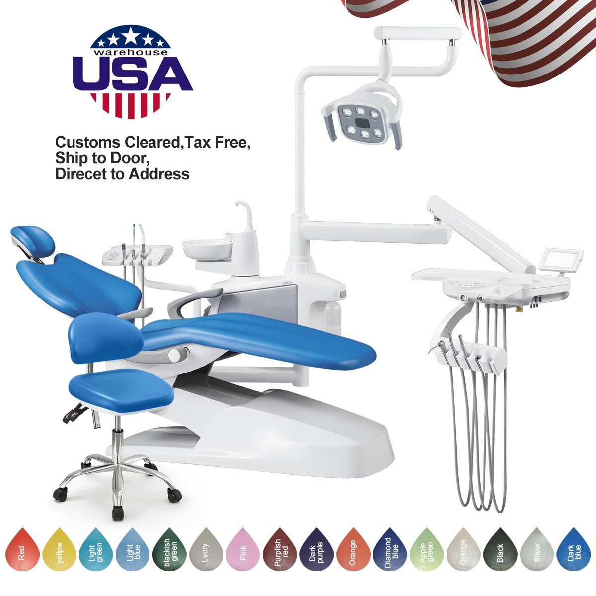 Unidad de Silla Dental Sillon Motor DC Cuero PU/Unidad Portatil Movil Entrega