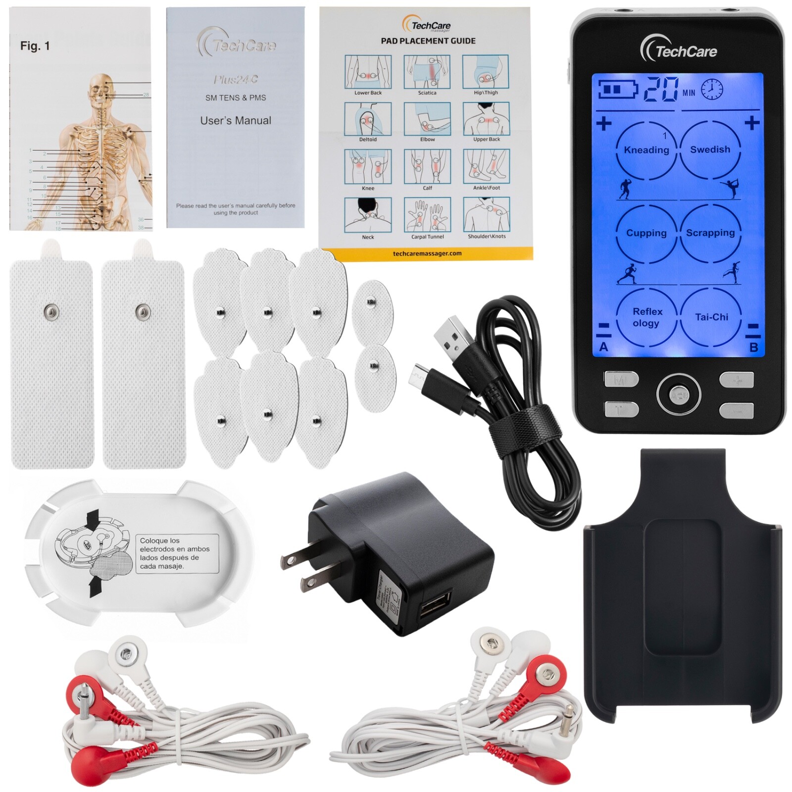 Rechargeable Tens EMS Unit Massager Muscle Stimulator Dual Channel Rechargeable