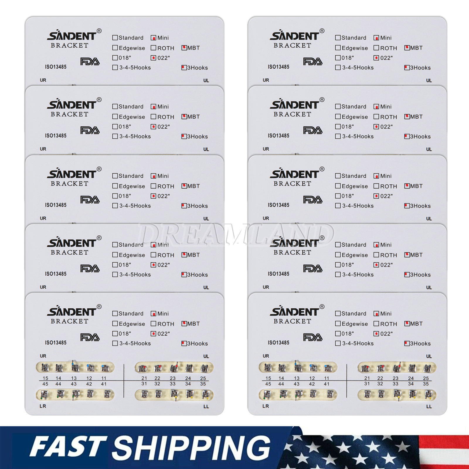 10-200Pack Orthodontic Dental Brackets Braces Mini MBT.022 Slot Hooks 3 #4