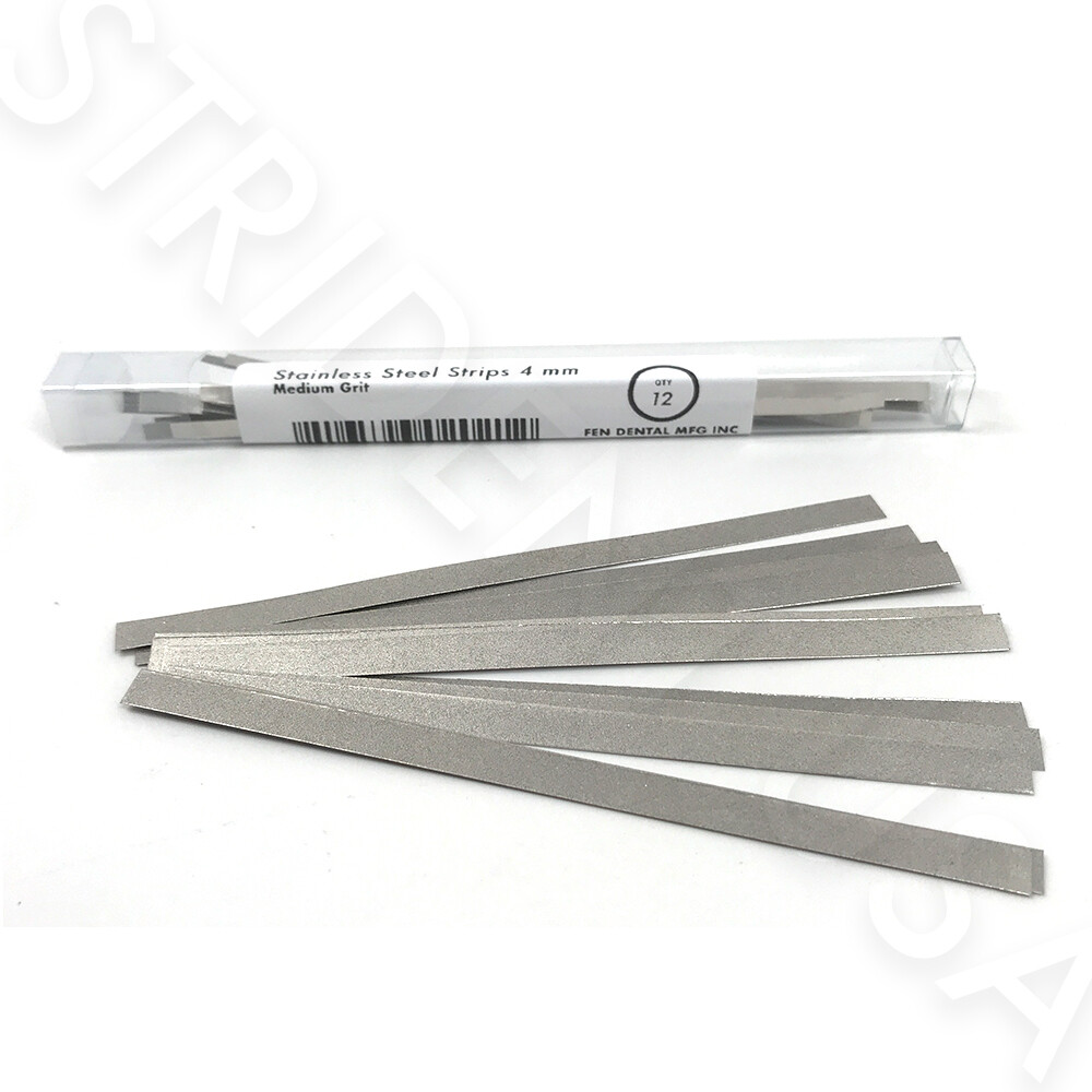 24 Dental Polishing Strips Stainless Steel 4 mm Medium Grit (ONE SIDE)