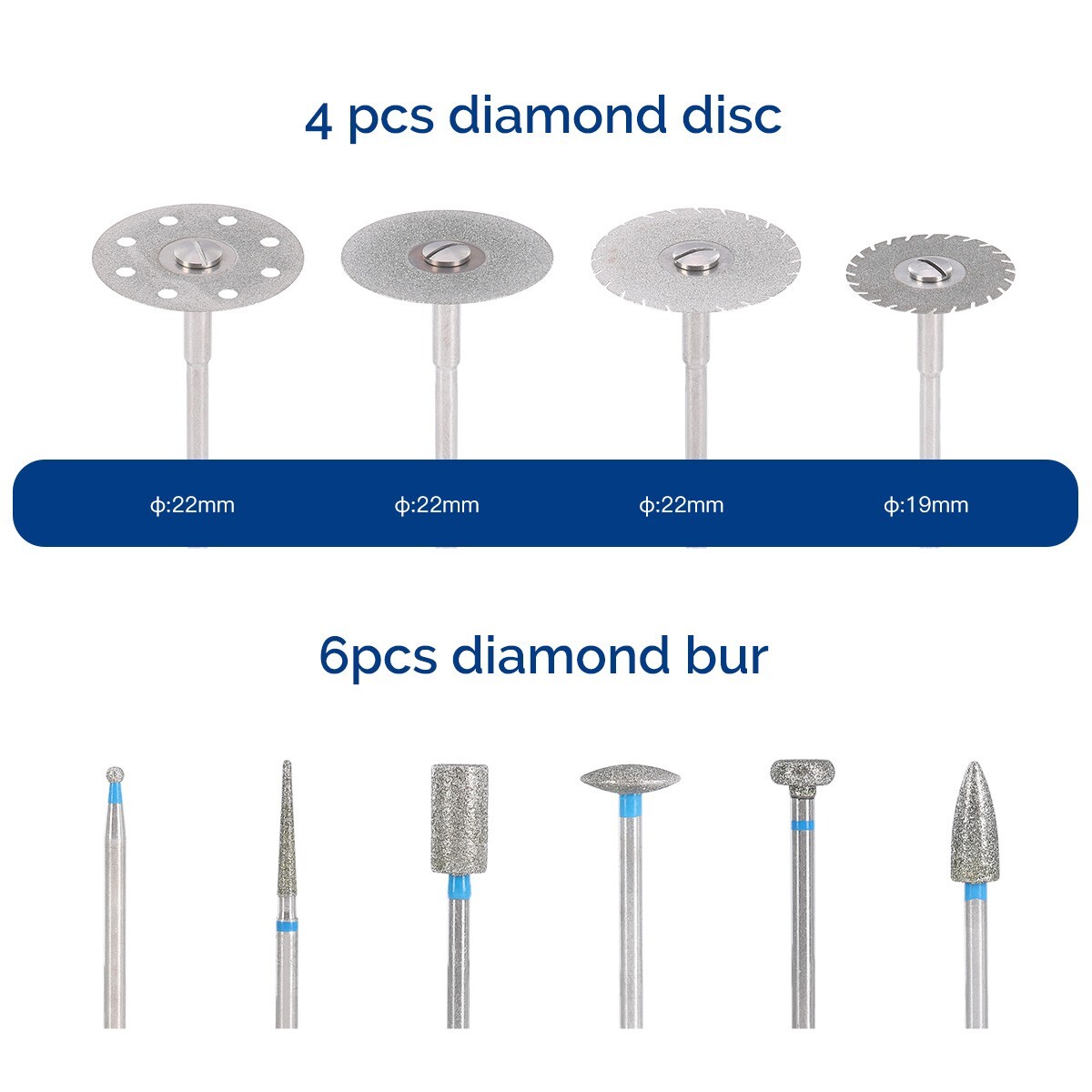 51pcs Dental Lab Polishing Burs Kit HP 2.35mm for Composite Ceramic Polishing US