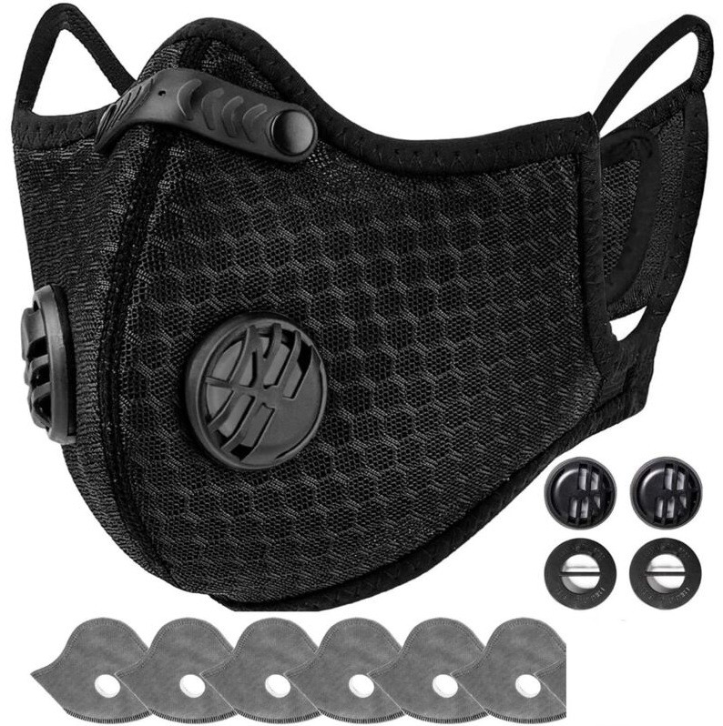 Reusable Cycling Sports Face Mask Breathing Valves With Active Carbon Filter US