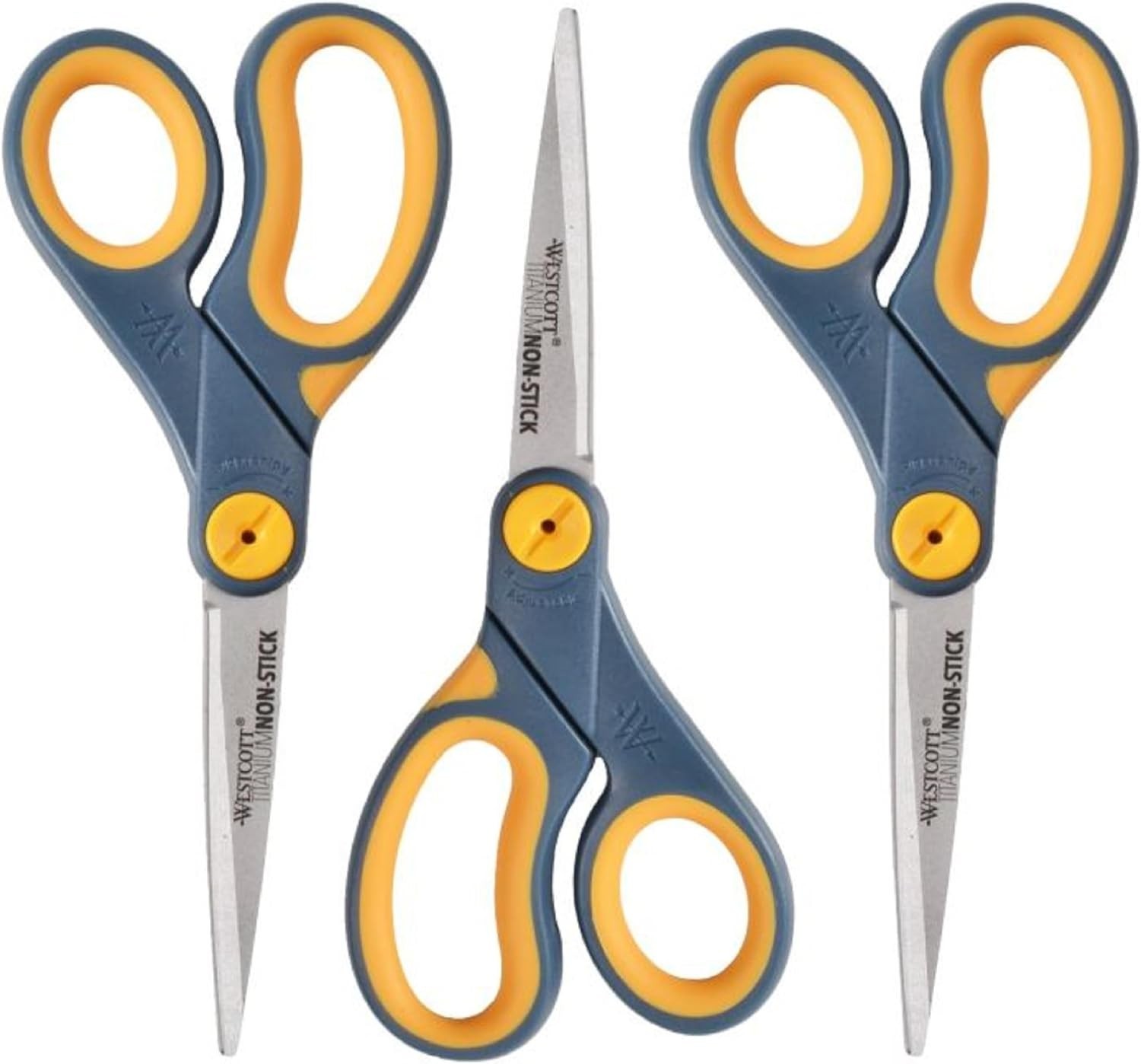 8-Inch Ambidextrous Non-Stick Titanium Scissors, Adjustable Glide – Set of 3