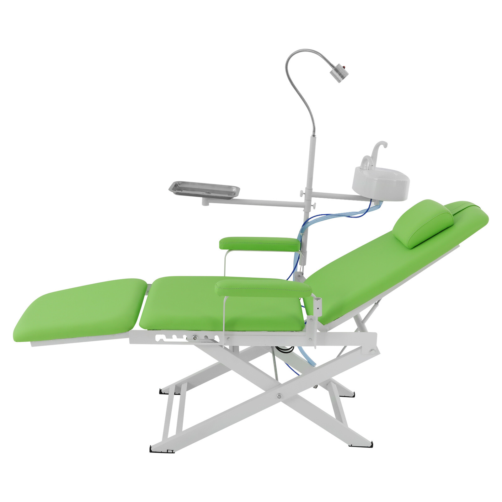 Portable Dental Chair Bed Folding Mobile Chair Tilt with LED Light & Basin &Tray