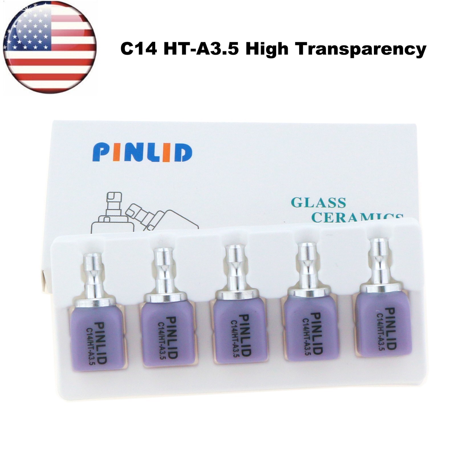 US C14 HT Dental Glass Ceramic Lithium Disilicate Blocks CEREC CAD CAM Block