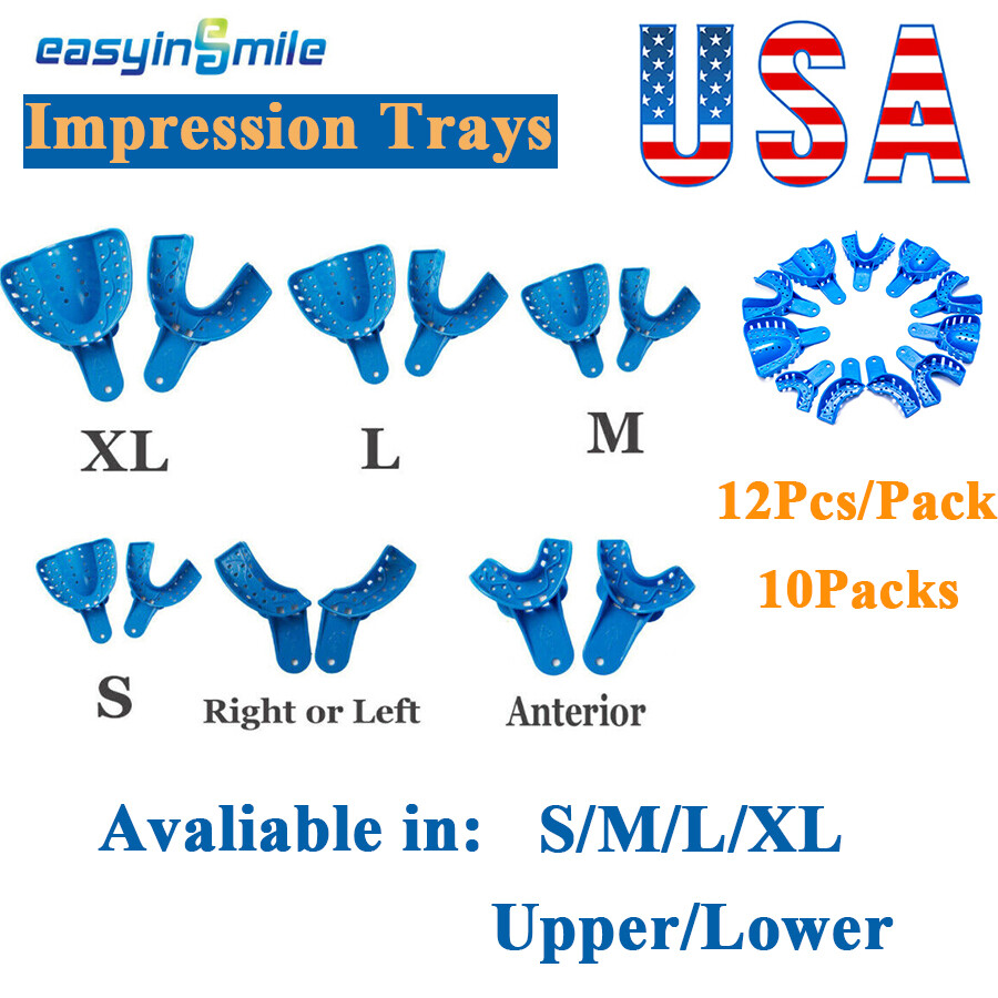 12 Pcs Dental Impression Trays Perforated Plastic Autoclavable Trays EASYINSMILE