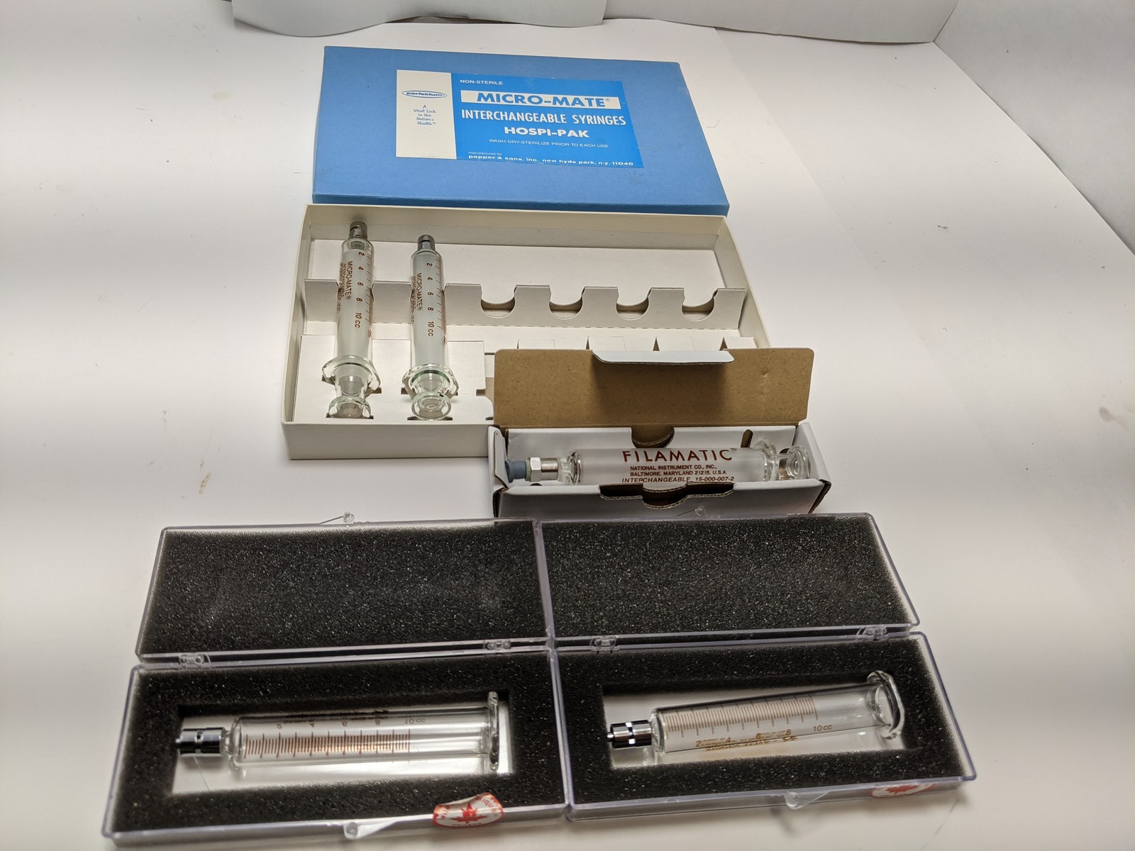 Lot of 5 MICRO-MATE 10cc Syringes Popper Cadence FILAMATIC + 2 ProteinSimple