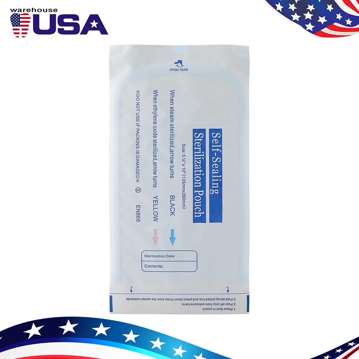 200pcs Dental Self Sterilizer Pouches Autoclave Tattoo Tools Bags 5.25”x10”