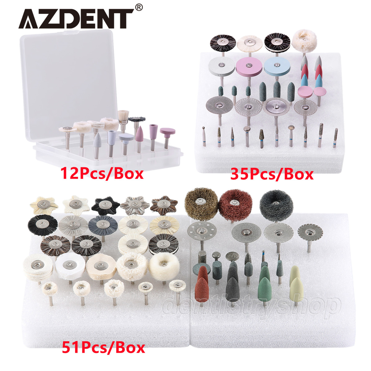 Dental Lab Polishing HP Kit Diamond Burs Brush For Composite Ceramics Porcelain