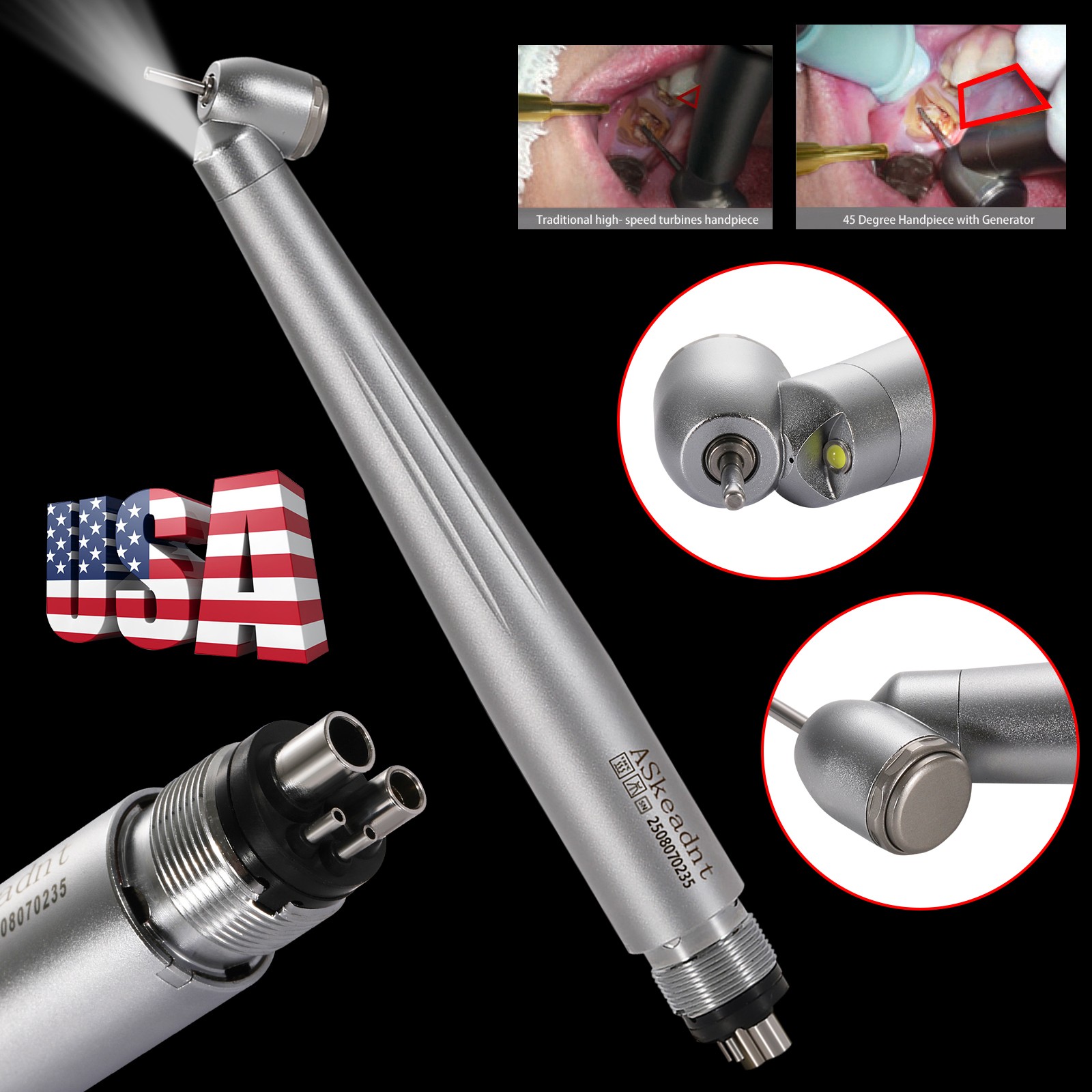 Dental LED Curing Light Lamp Wireless Cordless Resin Cure Lamp 5W 2000MW USPS